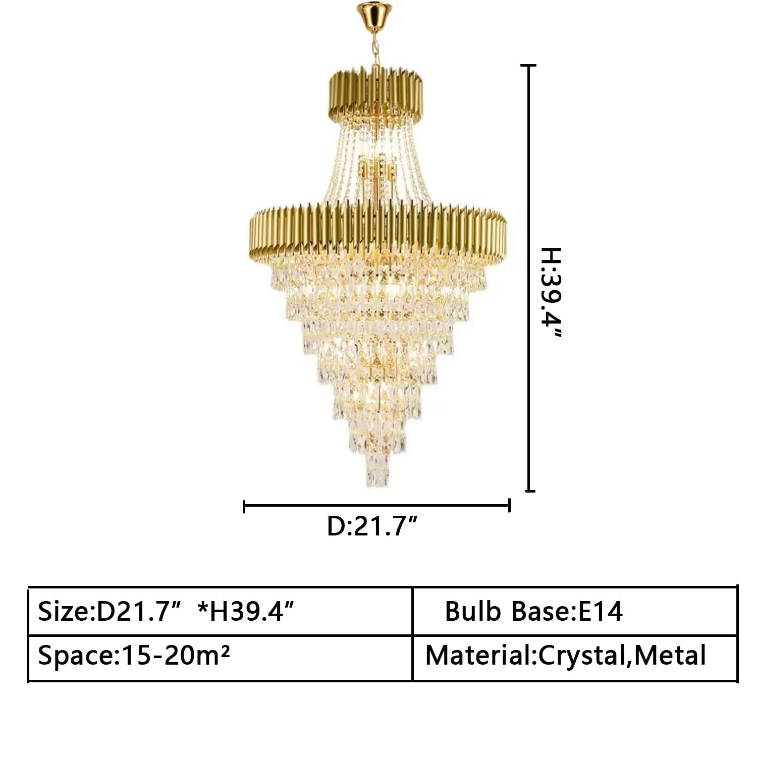 Extra Large Modern Multi-layers Gold/Black Light Luxury Crystal Chandelier For 2-Story Living Room,Foyer-Nobipets