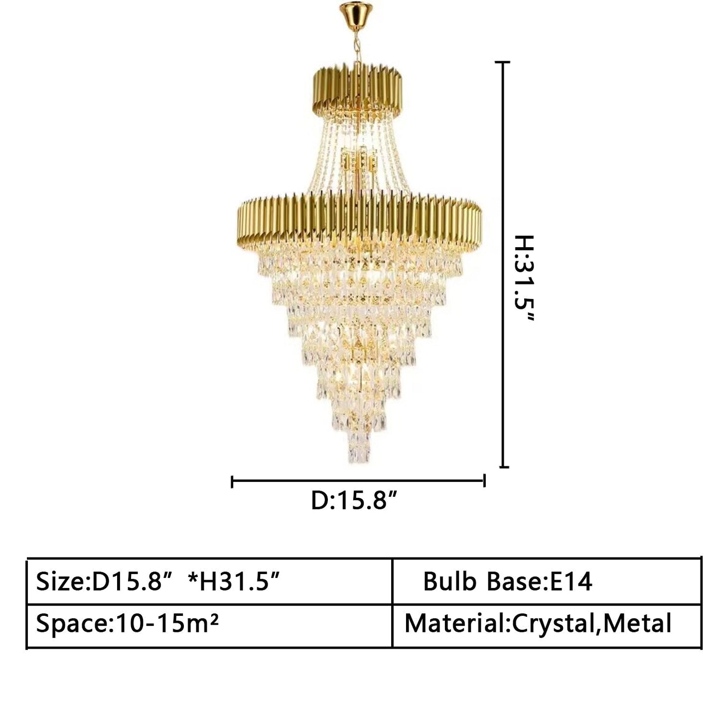 Extra Large Modern Multi-layers Gold/Black Light Luxury Crystal Chandelier For 2-Story Living Room,Foyer-Nobipets