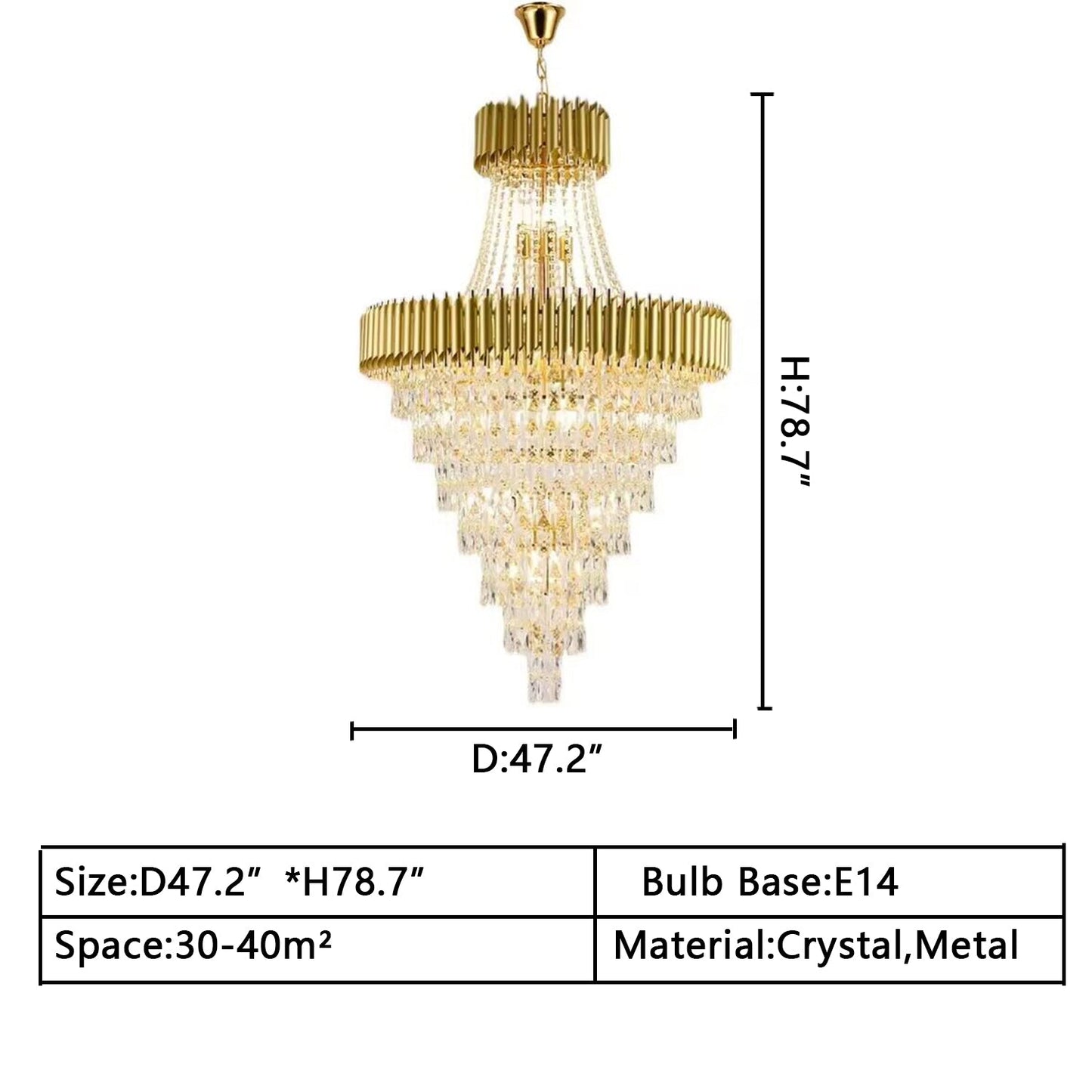 Extra Large Modern Multi-layers Gold/Black Light Luxury Crystal Chandelier For 2-Story Living Room,Foyer-Nobipets