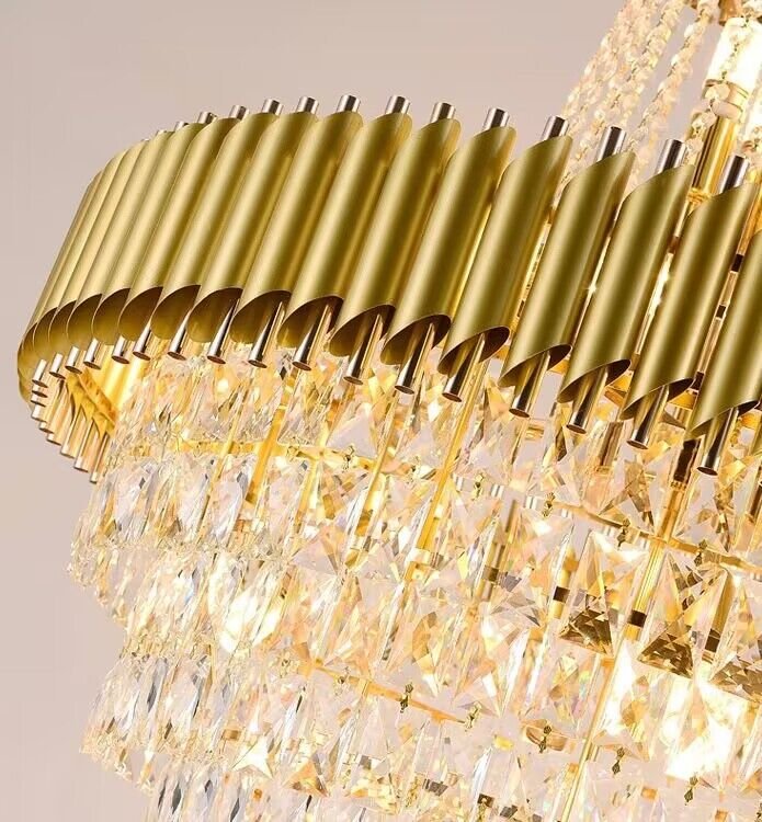 Extra Large Modern Multi-layers Gold/Black Light Luxury Crystal Chandelier For 2-Story Living Room,Foyer-Nobipets