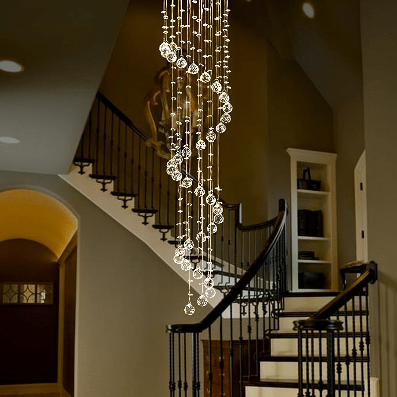 Extra Large Modern Spiral Raindrop Crystal Chandelier For Entryway-Nobipets