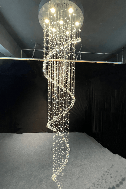 Extra Large Modern Spiral Raindrop Crystal Chandelier For Entryway-Nobipets
