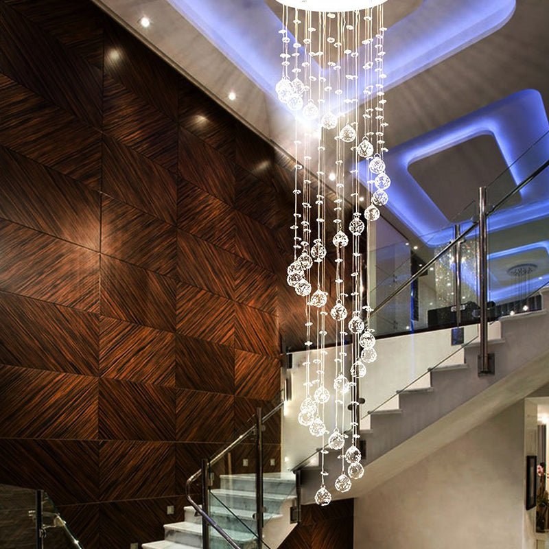 Extra Large Modern Spiral Raindrop Crystal Chandelier For Entryway-Nobipets