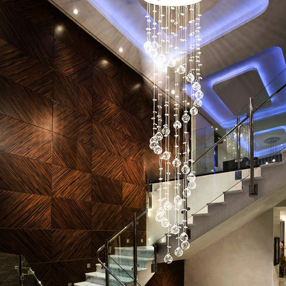 Extra Large Modern Spiral Raindrop Crystal Chandelier For Entryway-Nobipets