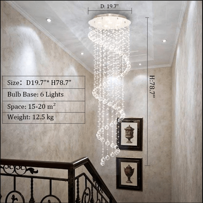 Extra Large Modern Spiral Raindrop Crystal Chandelier For Entryway-Nobipets