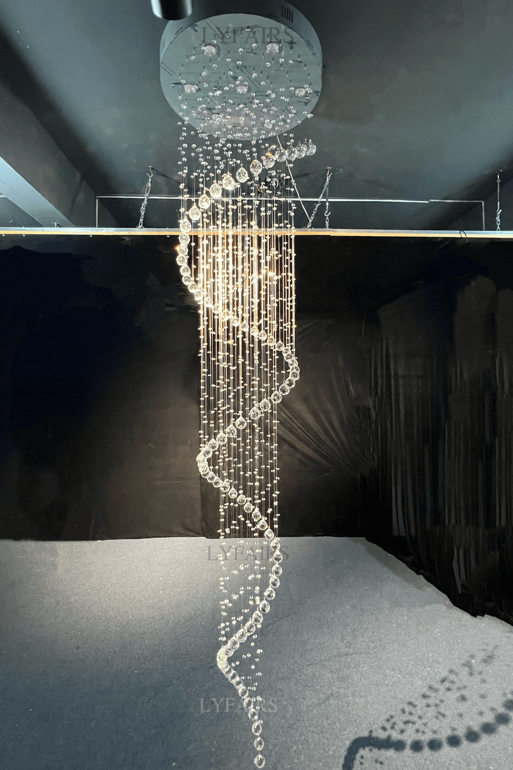 Extra Large Modern Spiral Raindrop Crystal Chandelier For Entryway-Nobipets
