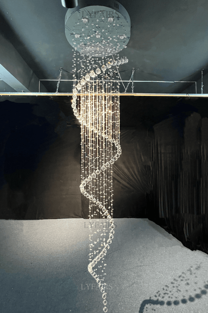 Extra Large Modern Spiral Raindrop Crystal Chandelier For Entryway-Nobipets