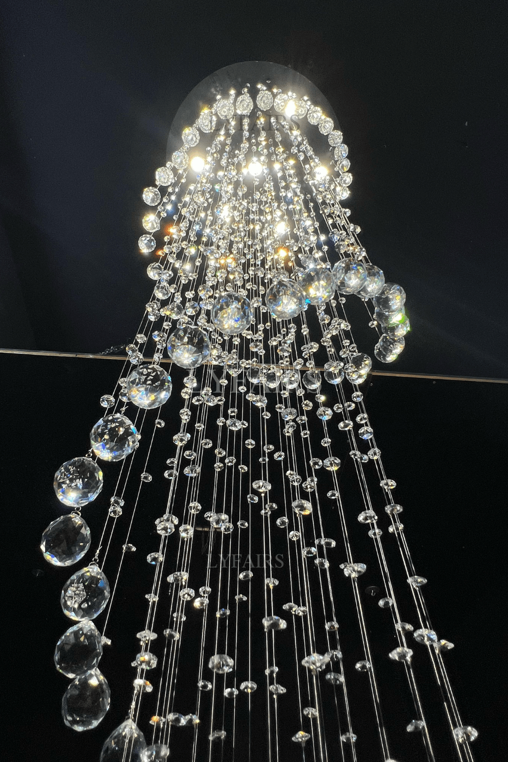 Extra Large Modern Spiral Raindrop Crystal Chandelier For Entryway-Nobipets