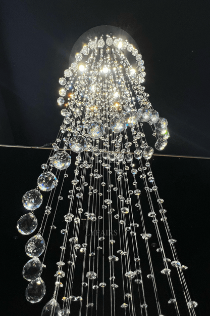 Extra Large Modern Spiral Raindrop Crystal Chandelier For Entryway-Nobipets