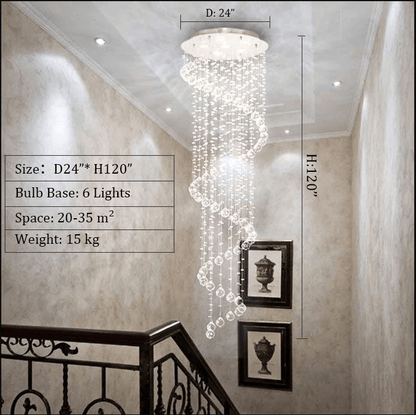 Extra Large Modern Spiral Raindrop Crystal Chandelier For Entryway-Nobipets