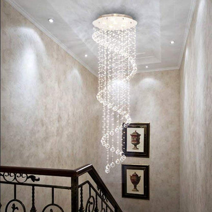 Extra Large Modern Spiral Raindrop Crystal Chandelier For Entryway-Nobipets
