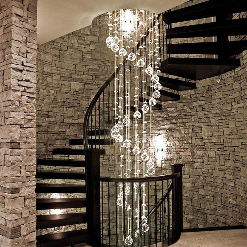 Extra Large Modern Spiral Raindrop Crystal Chandelier For Entryway-Nobipets
