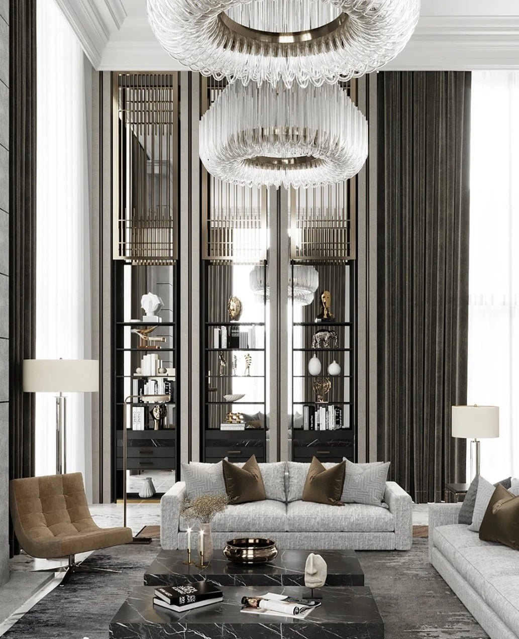 Extra Large Modern Tiers Clear Glass Tubes Chandelier for Living Room/Hotel Lobby-Nobipets
