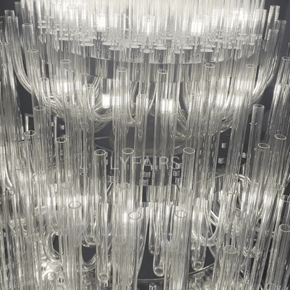 Extra Large Modern Tiers Clear Glass Tubes Chandelier for Living Room/Hotel Lobby-Nobipets