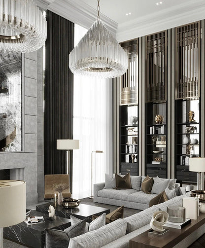 Extra Large Modern Tiers Clear Glass Tubes Chandelier for Living Room/Hotel Lobby-Nobipets