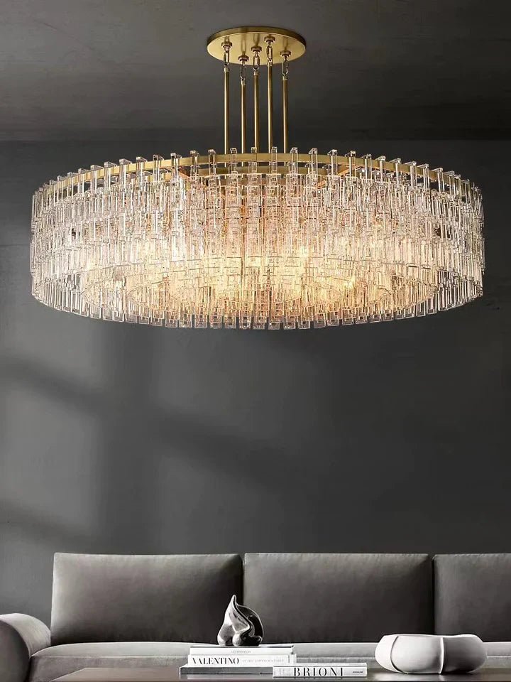 Extra Large Multi-layer Round/ Rectangle Crystal Ceiling Chandelier for Living/ Dining Room-Nobipets