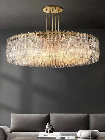 Extra Large Multi-layer Round/ Rectangle Crystal Ceiling Chandelier for Living/ Dining Room-Nobipets
