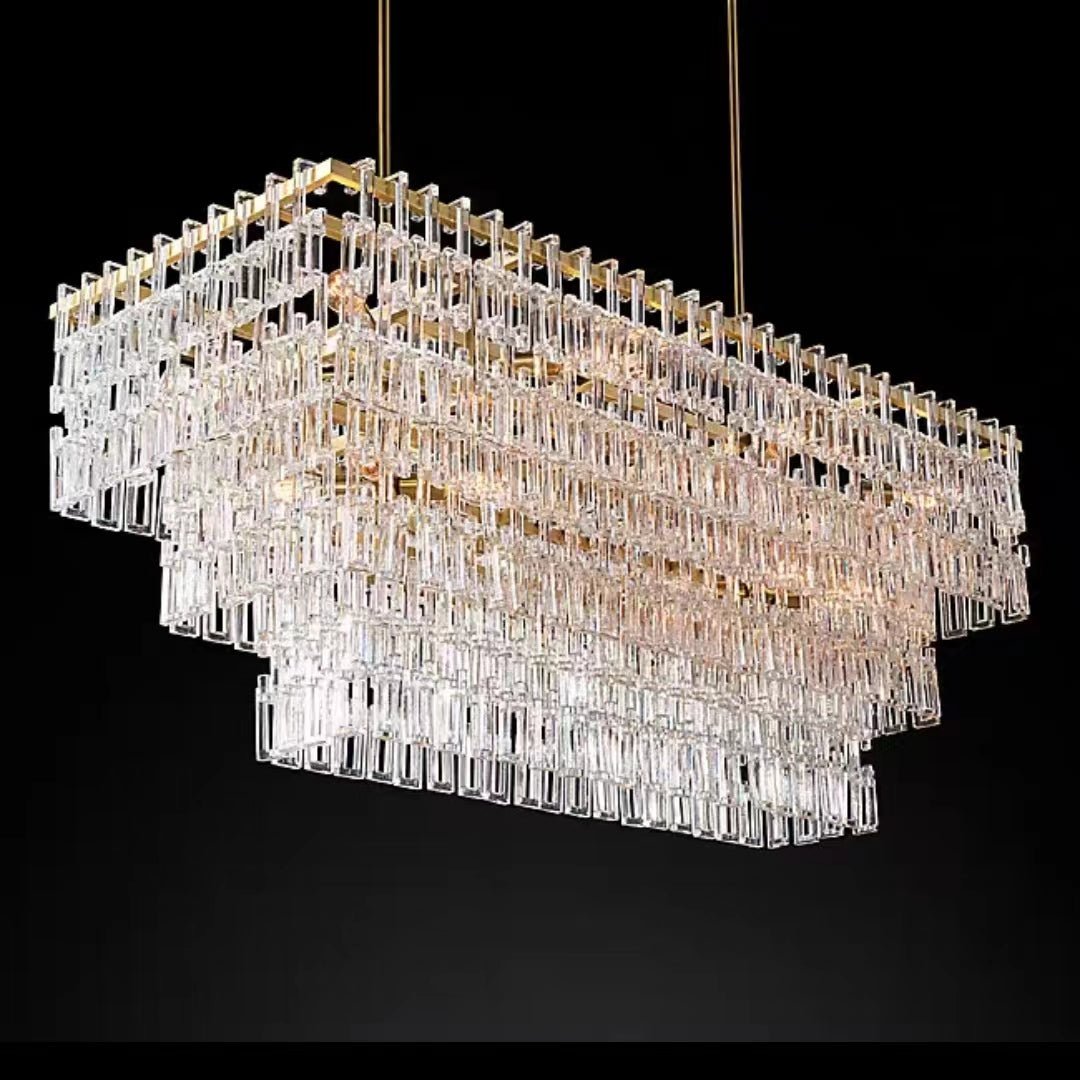 Extra Large Multi-layer Round/ Rectangle Crystal Ceiling Chandelier for Living/ Dining Room-Nobipets