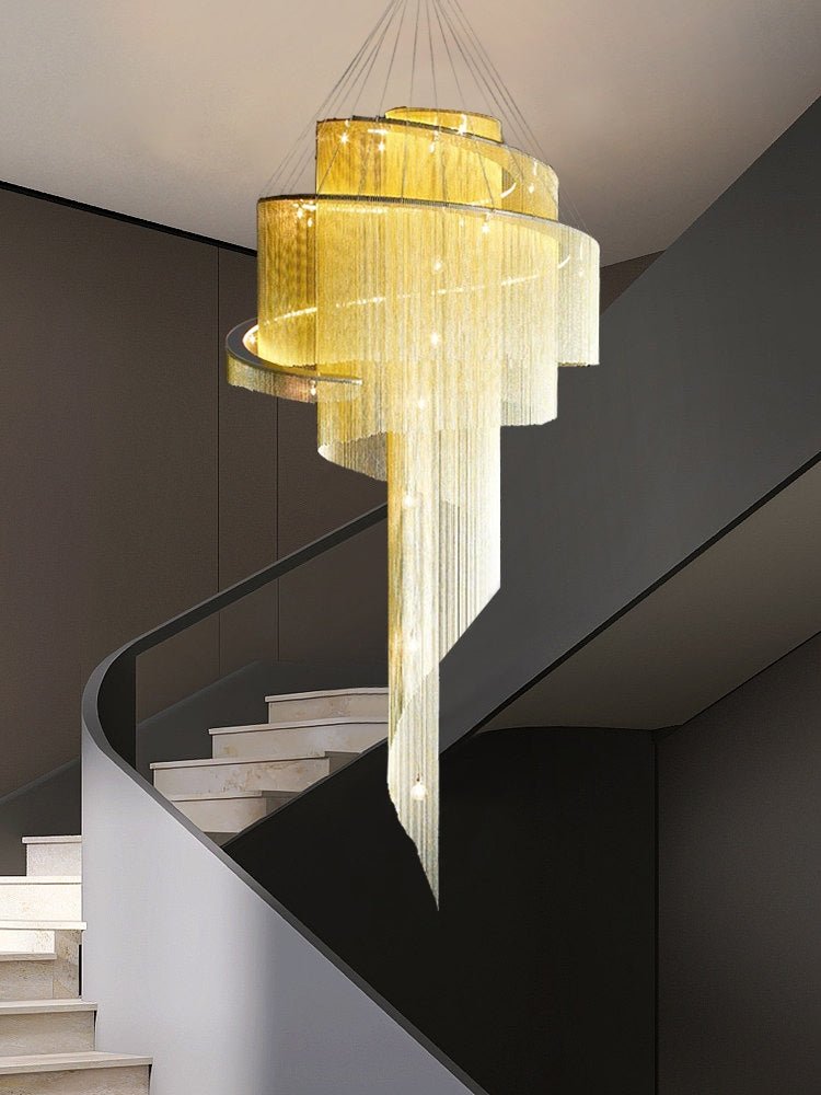 Extra Large Multi-layered Post-Modern Luxury Metal Chains Chandelier for High-ceiling Room-Nobipets