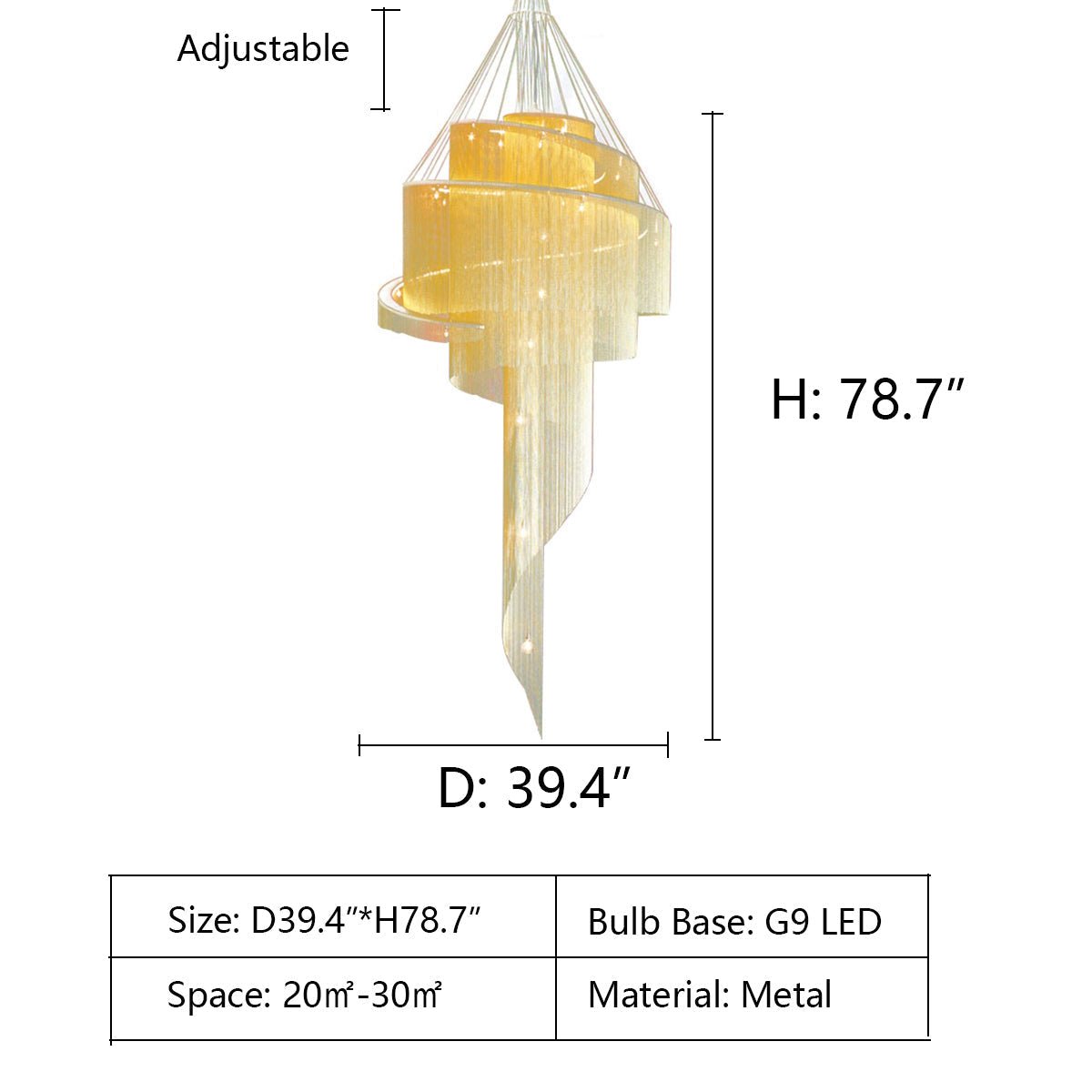 Extra Large Multi-layered Post-Modern Luxury Metal Chains Chandelier for High-ceiling Room-Nobipets