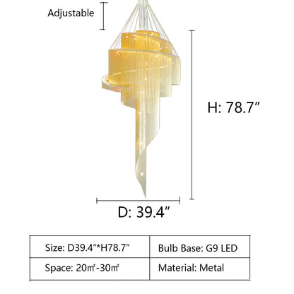 Extra Large Multi-layered Post-Modern Luxury Metal Chains Chandelier for High-ceiling Room-Nobipets