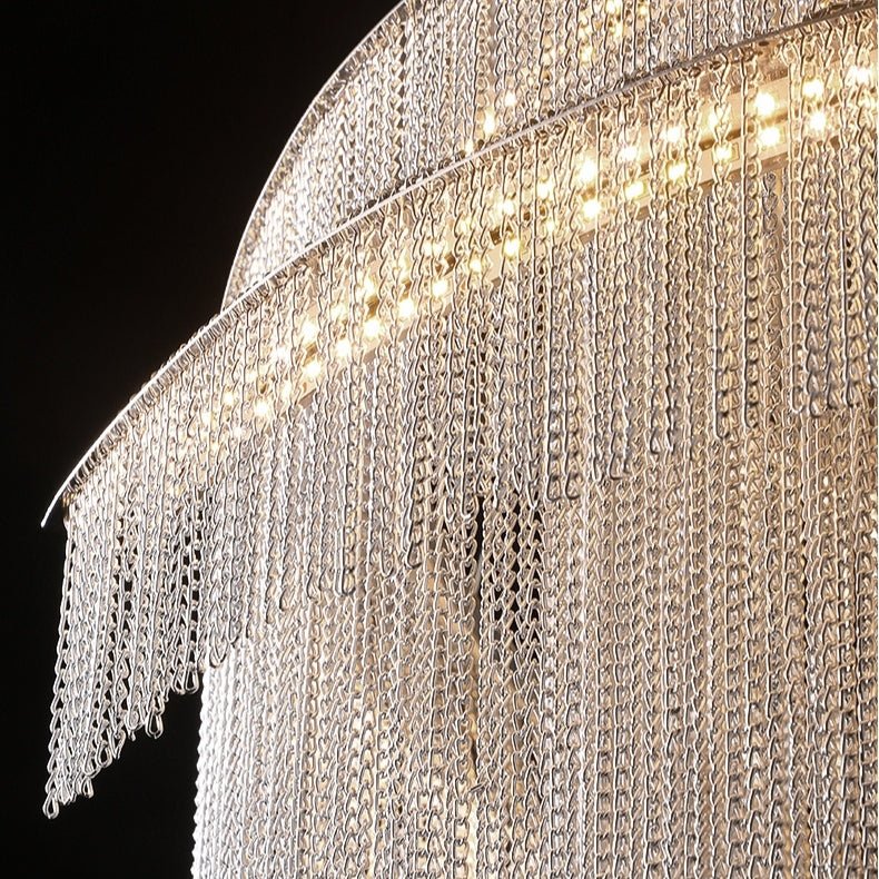 Extra Large Multi-layered Post-Modern Luxury Metal Chains Chandelier for High-ceiling Room-Nobipets