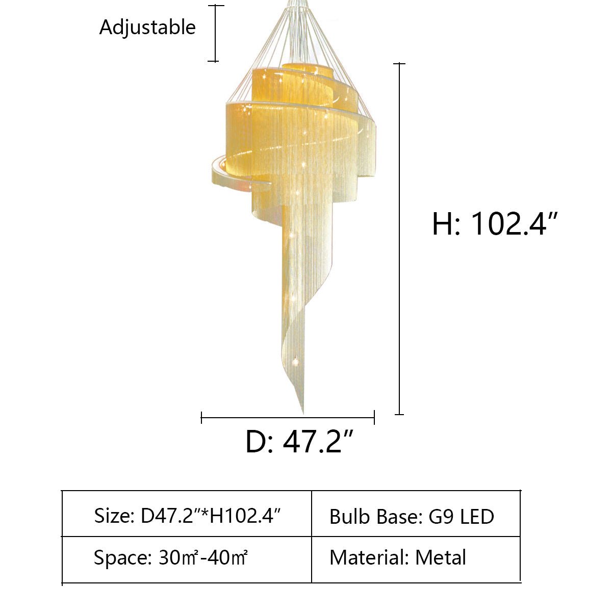 Extra Large Multi-layered Post-Modern Luxury Metal Chains Chandelier for High-ceiling Room-Nobipets