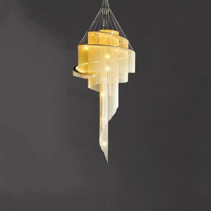 Extra Large Multi-layered Post-Modern Luxury Metal Chains Chandelier for High-ceiling Room-Nobipets