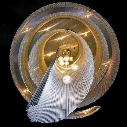 Extra Large Multi-layered Post-Modern Luxury Metal Chains Chandelier for High-ceiling Room-Nobipets