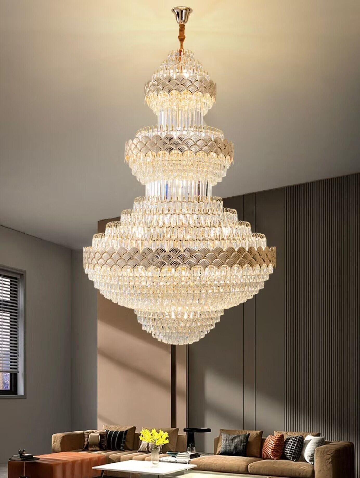 Extra Large Multi-layers Gold Luxury Crystal Chandelier Modern Empire Decrative Crystal Light-Nobipets