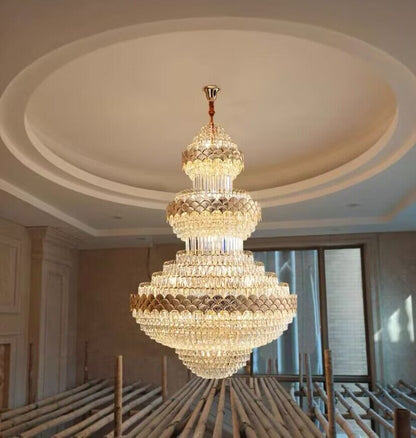 Extra Large Multi-layers Gold Luxury Crystal Chandelier Modern Empire Decrative Crystal Light-Nobipets