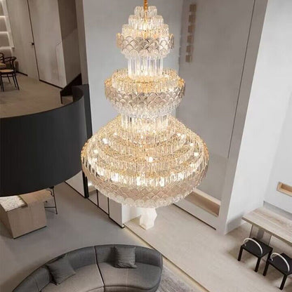Extra Large Multi-layers Gold Luxury Crystal Chandelier Modern Empire Decrative Crystal Light-Nobipets