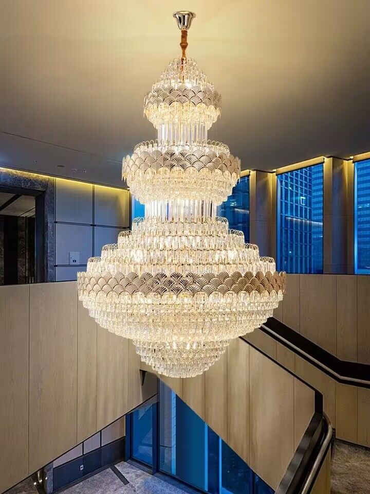 Extra Large Multi-layers Gold Luxury Crystal Chandelier Modern Empire Decrative Crystal Light-Nobipets