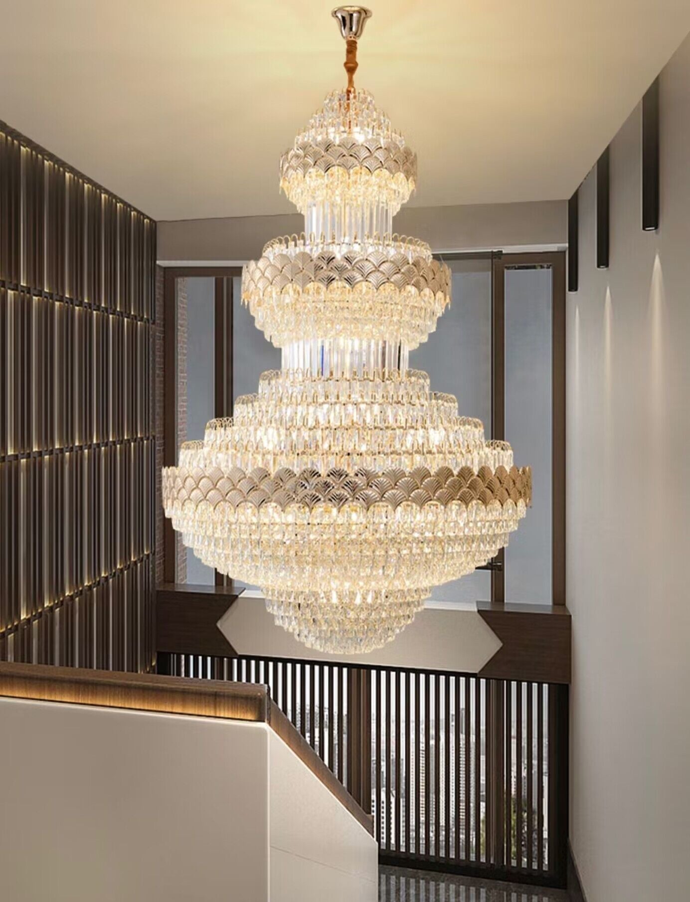 Extra Large Multi-layers Gold Luxury Crystal Chandelier Modern Empire Decrative Crystal Light-Nobipets