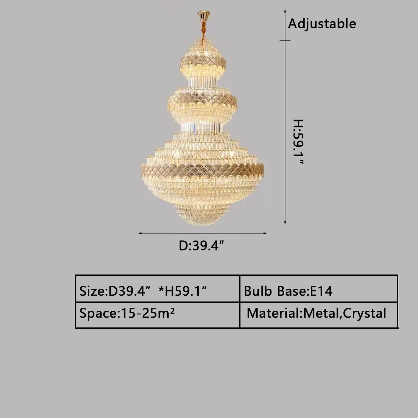 Extra Large Multi-layers Gold Luxury Crystal Chandelier Modern Empire Decrative Crystal Light-Nobipets