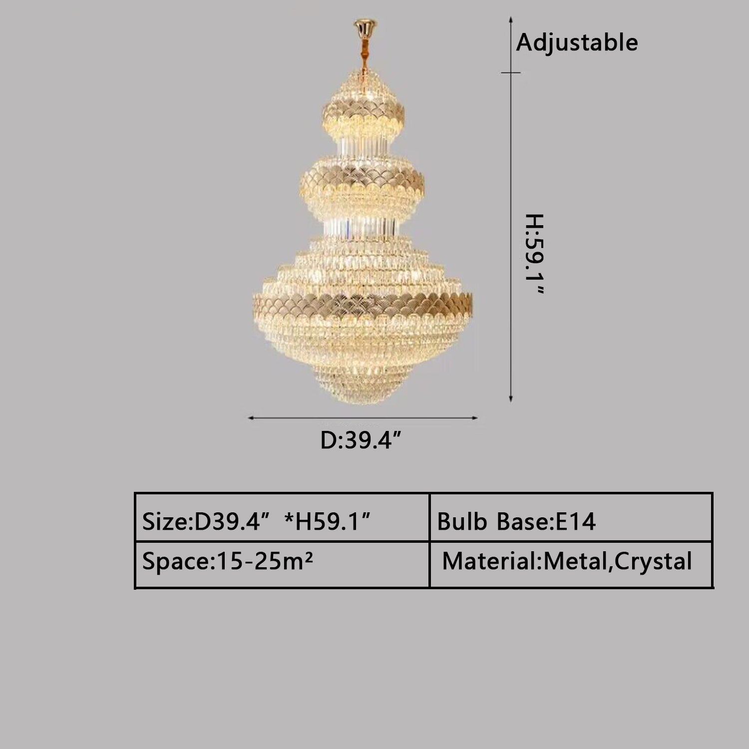 Extra Large Multi-layers Gold Luxury Crystal Chandelier Modern Empire Decrative Crystal Light-Nobipets