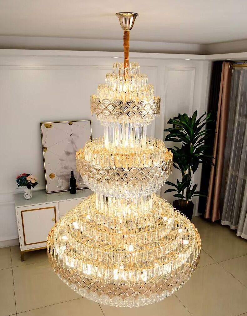 Extra Large Multi-layers Gold Luxury Crystal Chandelier Modern Empire Decrative Crystal Light-Nobipets