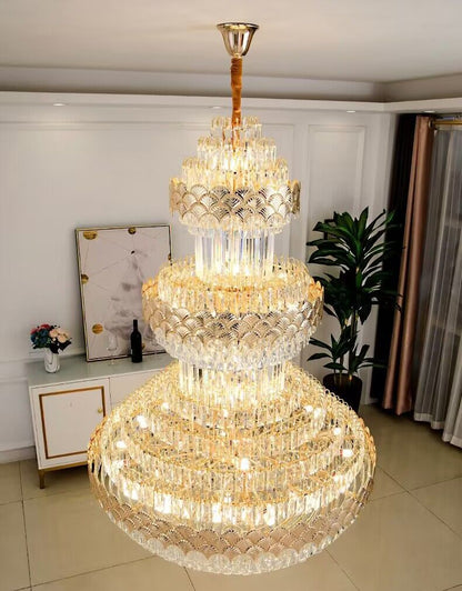 Extra Large Multi-layers Gold Luxury Crystal Chandelier Modern Empire Decrative Crystal Light-Nobipets