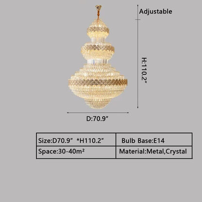 Extra Large Multi-layers Gold Luxury Crystal Chandelier Modern Empire Decrative Crystal Light-Nobipets