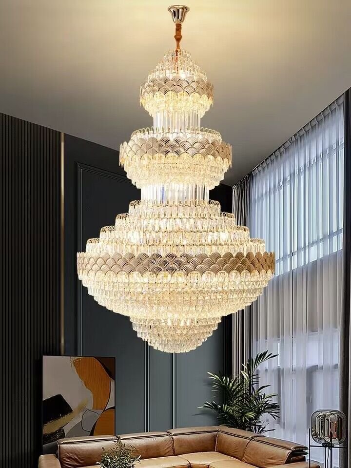 Extra Large Multi-layers Gold Luxury Crystal Chandelier Modern Empire Decrative Crystal Light-Nobipets