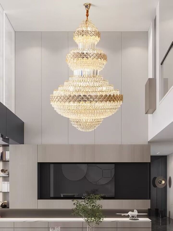 Extra Large Multi-layers Gold Luxury Crystal Chandelier Modern Empire Decrative Crystal Light-Nobipets