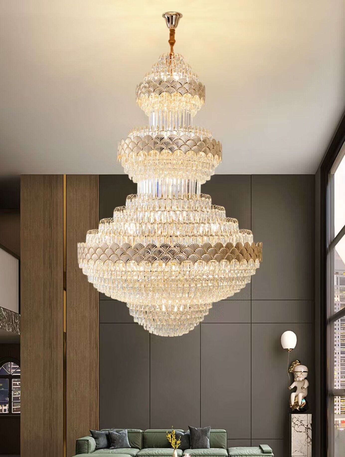 Extra Large Multi-layers Gold Luxury Crystal Chandelier Modern Empire Decrative Crystal Light-Nobipets