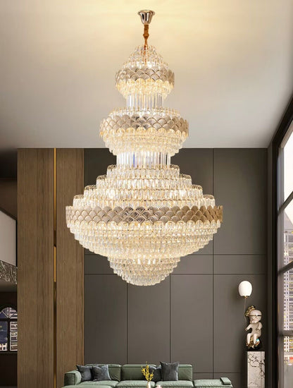 Extra Large Multi-layers Gold Luxury Crystal Chandelier Modern Empire Decrative Crystal Light-Nobipets