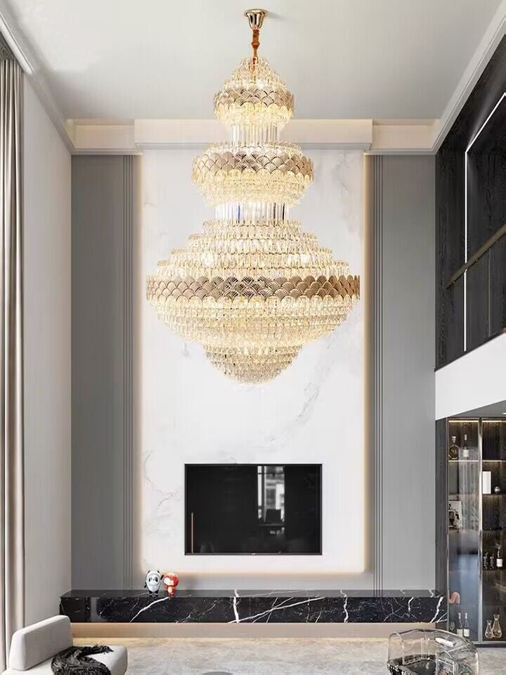 Extra Large Multi-layers Gold Luxury Crystal Chandelier Modern Empire Decrative Crystal Light-Nobipets