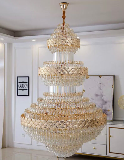 Extra Large Multi-layers Gold Luxury Crystal Chandelier Modern Empire Decrative Crystal Light-Nobipets
