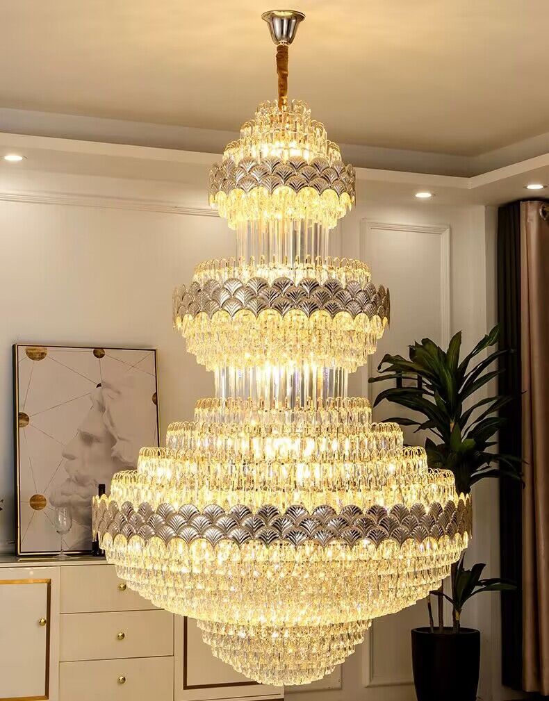 Extra Large Multi-layers Gold Luxury Crystal Chandelier Modern Empire Decrative Crystal Light-Nobipets
