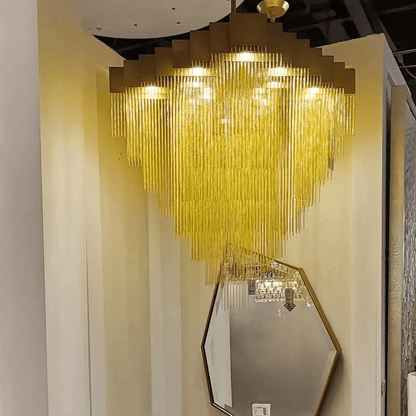 Extra Large Multi-tier Aluminum Tassel Chain Art Chandelier for Villa/Stairs/Foyer/Living Room-Nobipets