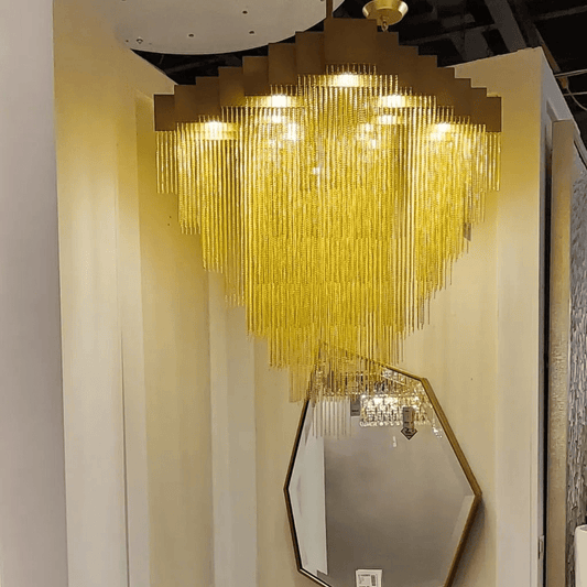 Extra Large Multi-tier Aluminum Tassel Chain Art Chandelier for Villa/Stairs/Foyer/Living Room-Nobipets
