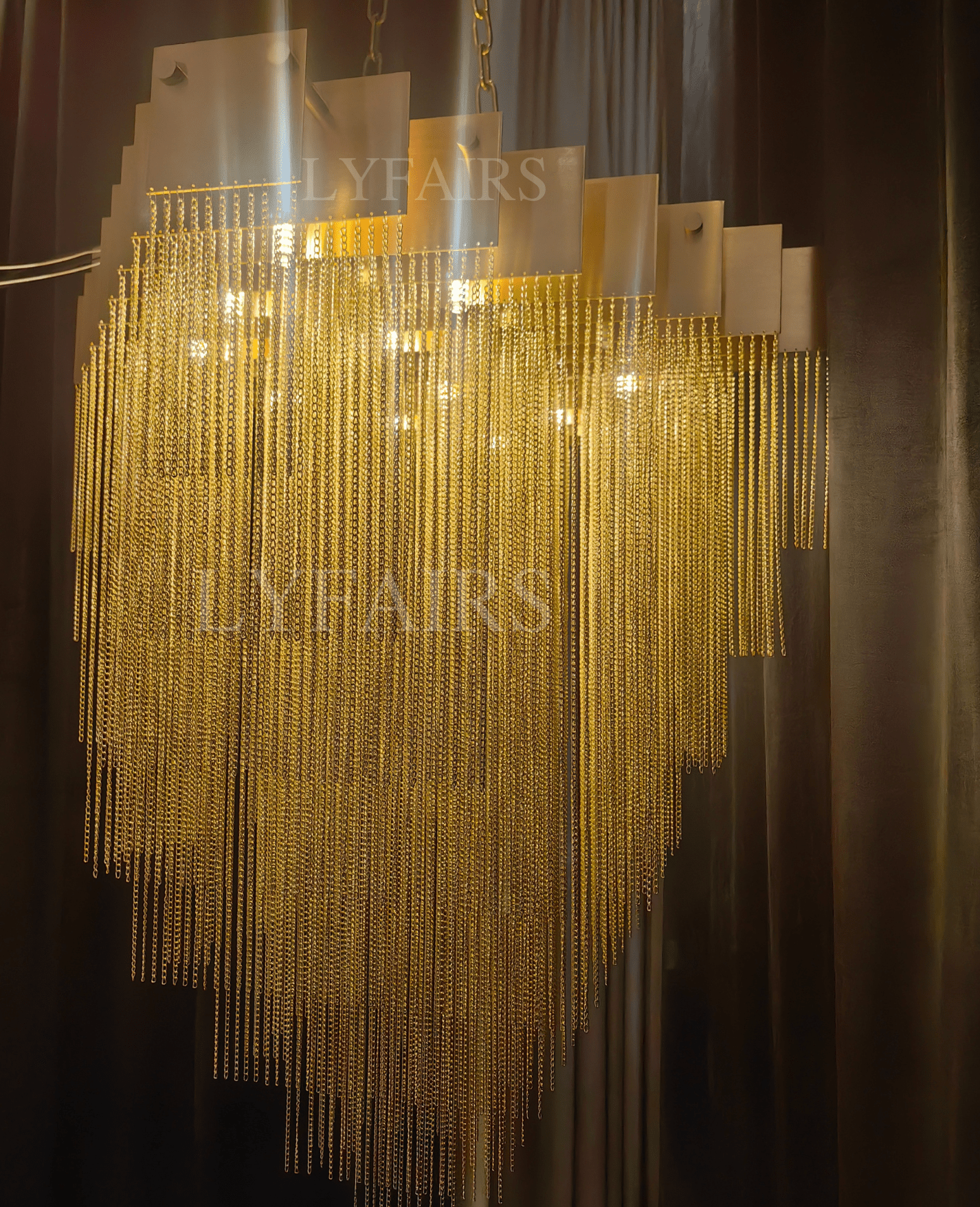 Extra Large Multi-tier Aluminum Tassel Chain Art Chandelier for Villa/Stairs/Foyer/Living Room-Nobipets
