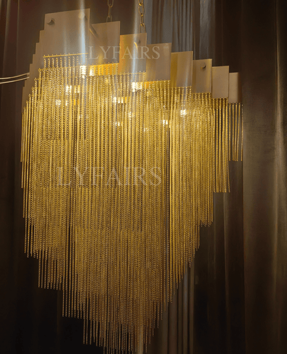 Extra Large Multi-tier Aluminum Tassel Chain Art Chandelier for Villa/Stairs/Foyer/Living Room-Nobipets